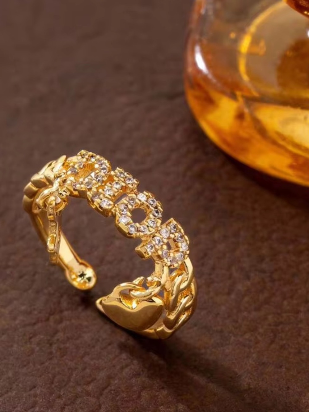 Gold Dior Charm Chain Ring with Star and Heart Pendants - Picture 2 of 5